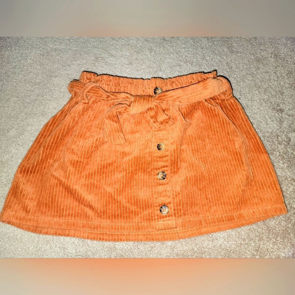 Toddler girls size small 5 6 orange corduroy skirt EUC